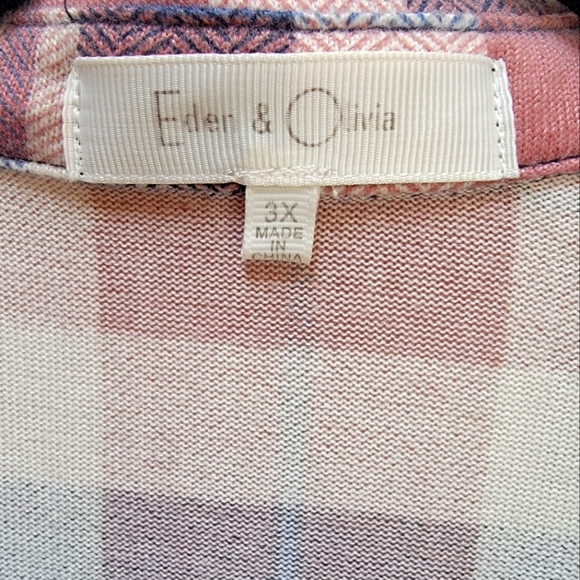 Eden & Olivia Women's Plaid Button Down Long Sleeve or 3/4 Sleeve Plus Size 3x - Picture 4 of 4